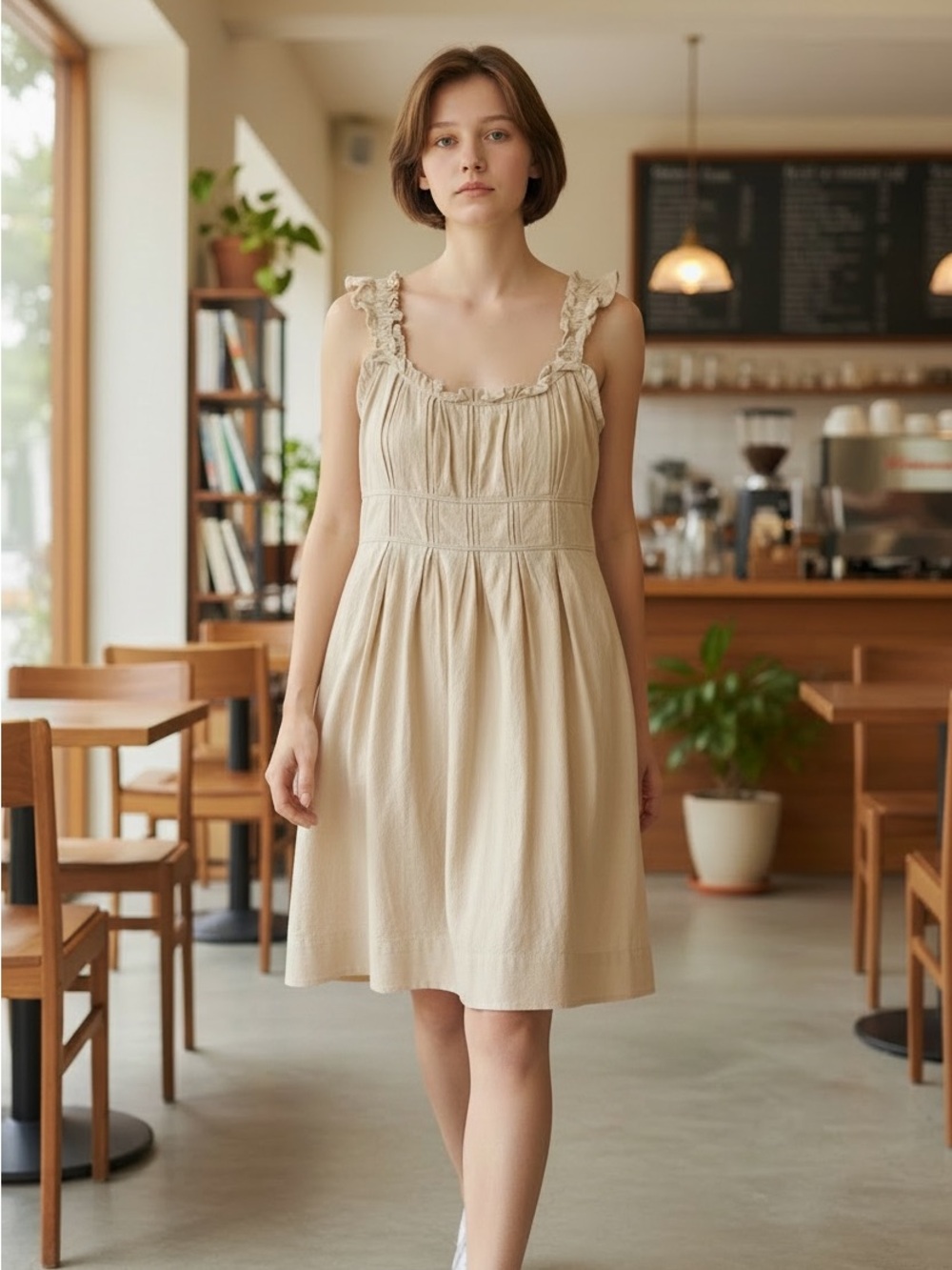 Steve Madden Cream Mini Dress with Ruching